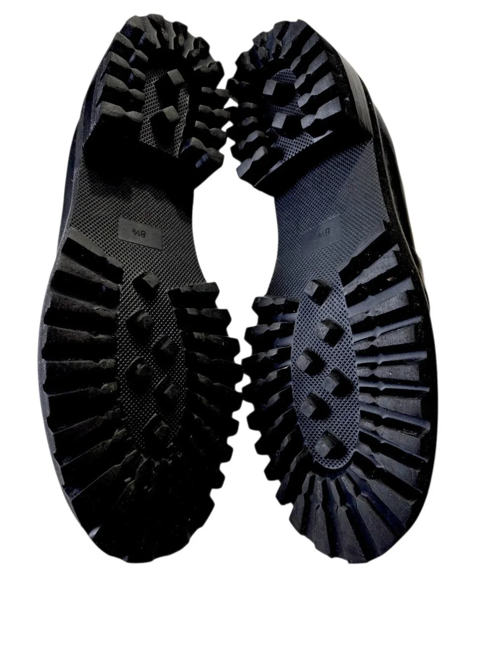 Aerosoles Black Leather Chain-Trim Lug Sole Loafers - Women Size 81/2